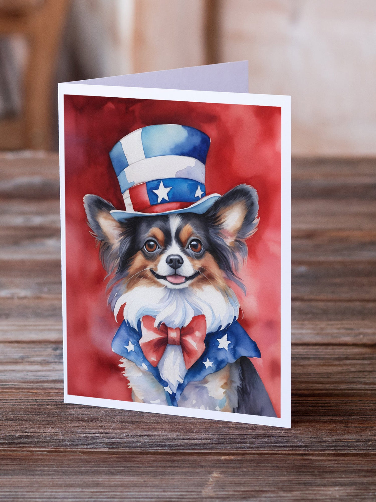 Papillon Patriotic American Greeting Cards Pack of 8