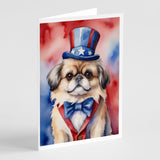 Pekingese Patriotic American Greeting Cards Pack of 8