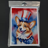 Corgi Patriotic American Greeting Cards Pack of 8