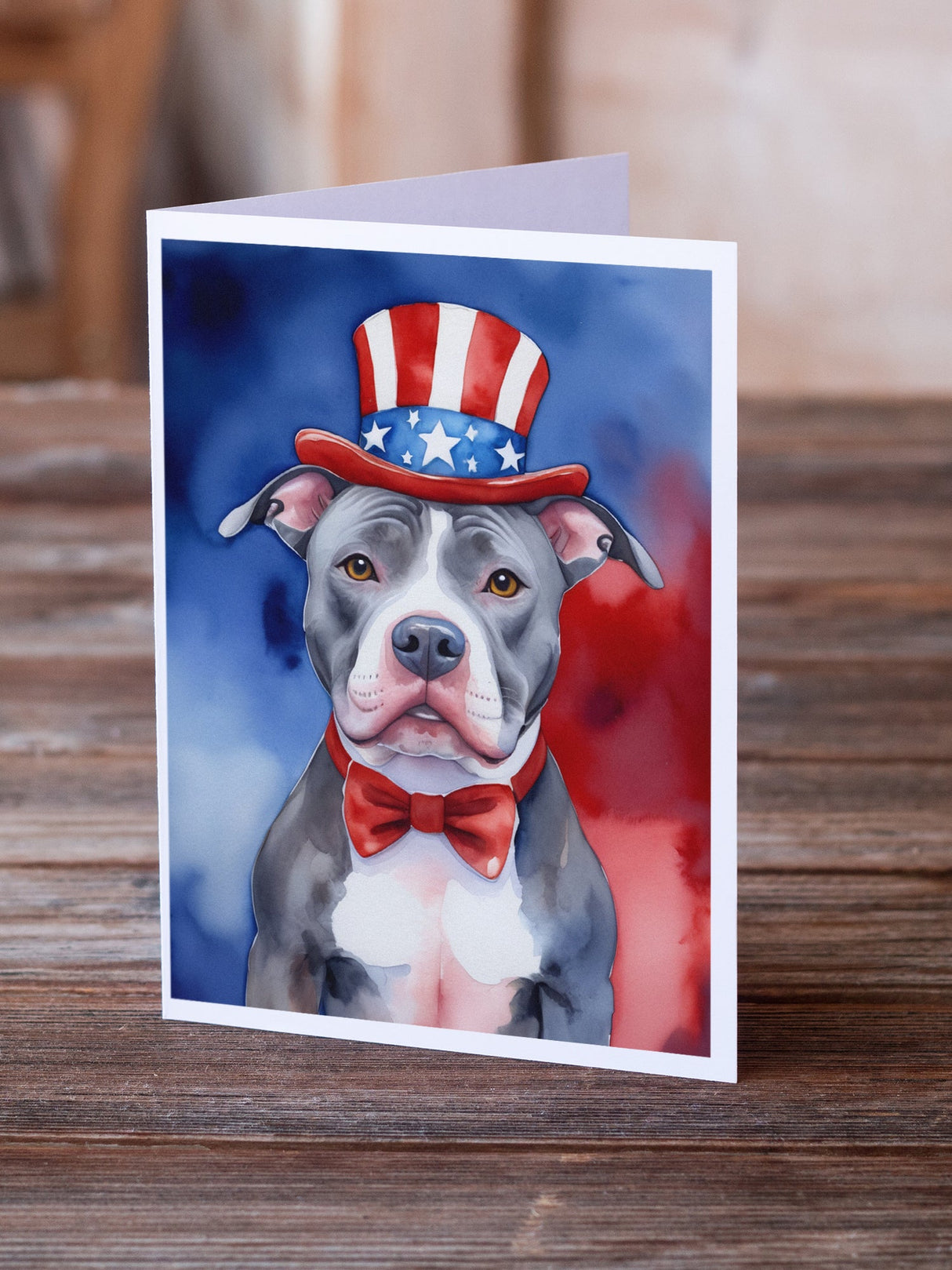 Pit Bull Terrier Patriotic American Greeting Cards Pack of 8