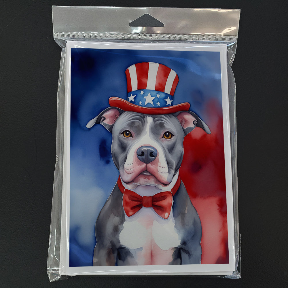 Pit Bull Terrier Patriotic American Greeting Cards Pack of 8