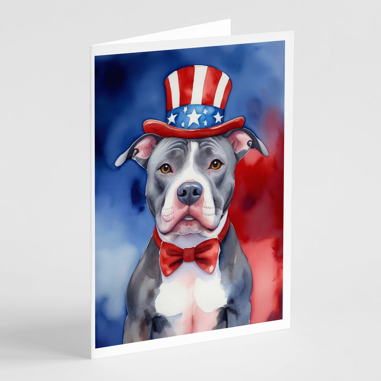 Pit Bull Terrier Patriotic American Greeting Cards Pack of 8