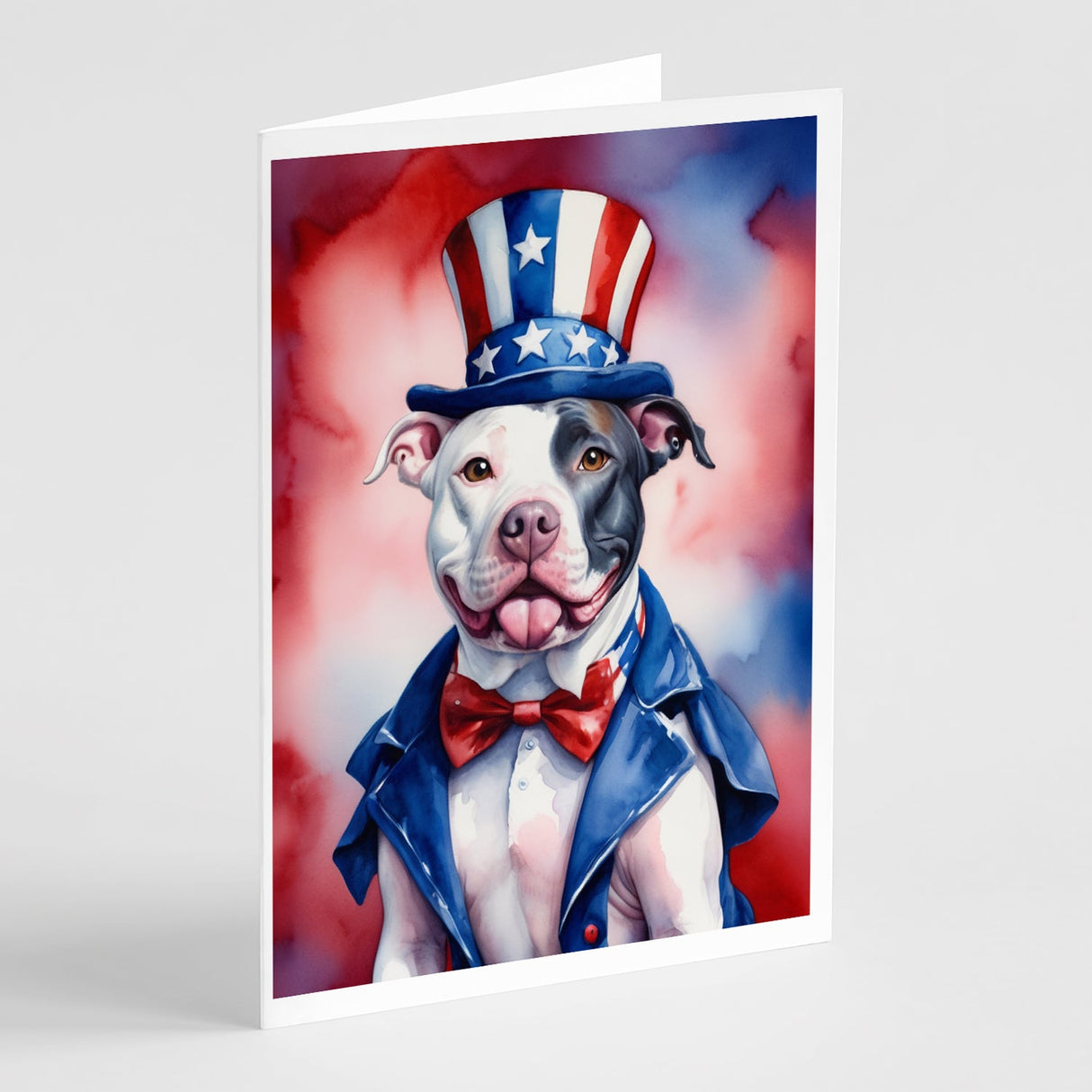 Pit Bull Terrier Patriotic American Greeting Cards Pack of 8