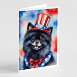 Pomeranian Patriotic American Greeting Cards Pack of 8