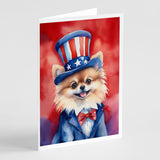 Pomeranian Patriotic American Greeting Cards Pack of 8