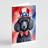 Black Poodle Patriotic American Greeting Cards Pack of 8