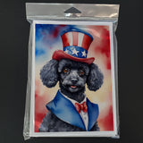 Black Poodle Patriotic American Greeting Cards Pack of 8