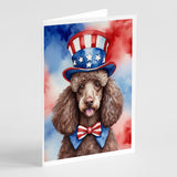 Poodle Patriotic American Greeting Cards Pack of 8