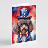 Poodle Patriotic American Greeting Cards Pack of 8