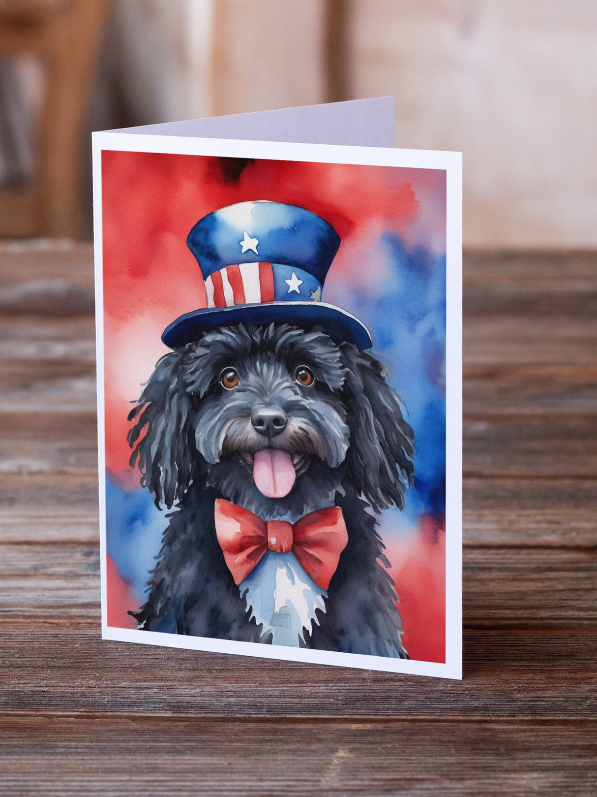 Puli Patriotic American Greeting Cards Pack of 8