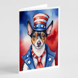 Rat Terrier Patriotic American Greeting Cards Pack of 8