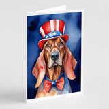 Redbone Coonhound Patriotic American Greeting Cards Pack of 8