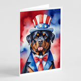 Rottweiler Patriotic American Greeting Cards Pack of 8