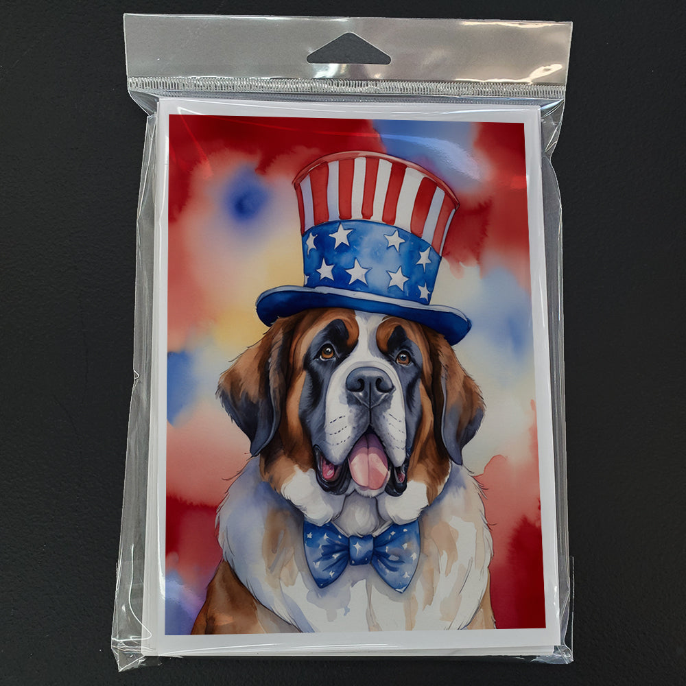 Saint Bernard Patriotic American Greeting Cards Pack of 8