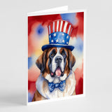 Saint Bernard Patriotic American Greeting Cards Pack of 8