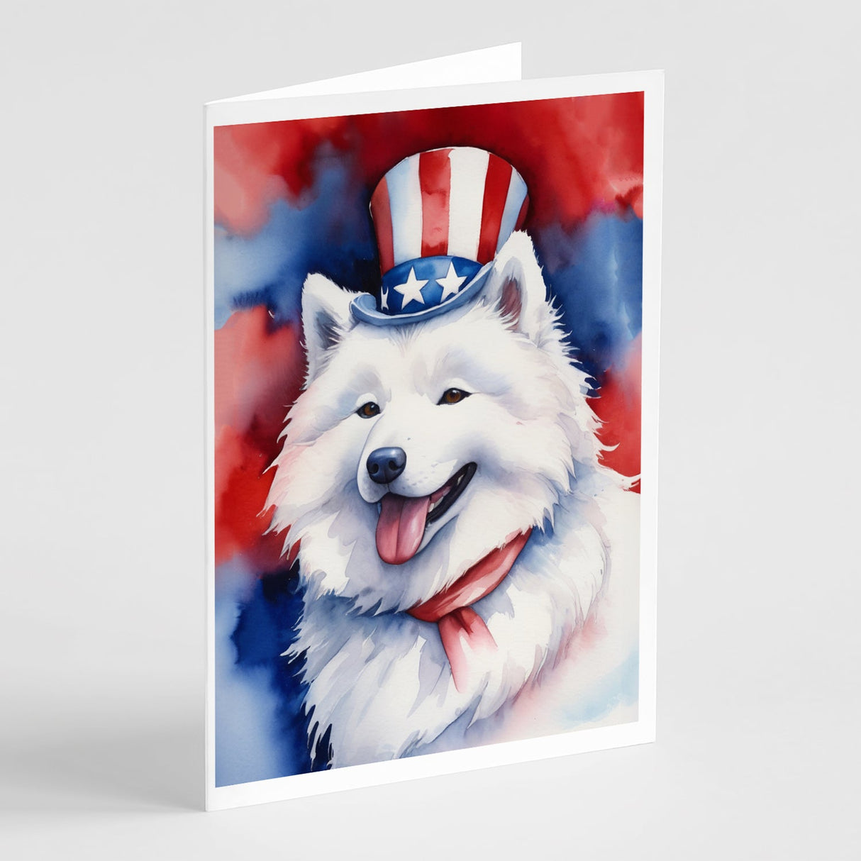 Samoyed Patriotic American Greeting Cards Pack of 8