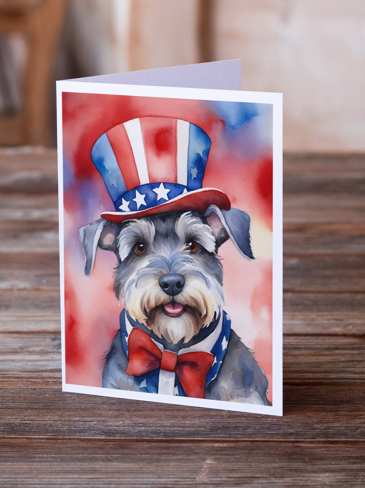 Schnauzer Patriotic American Greeting Cards Pack of 8