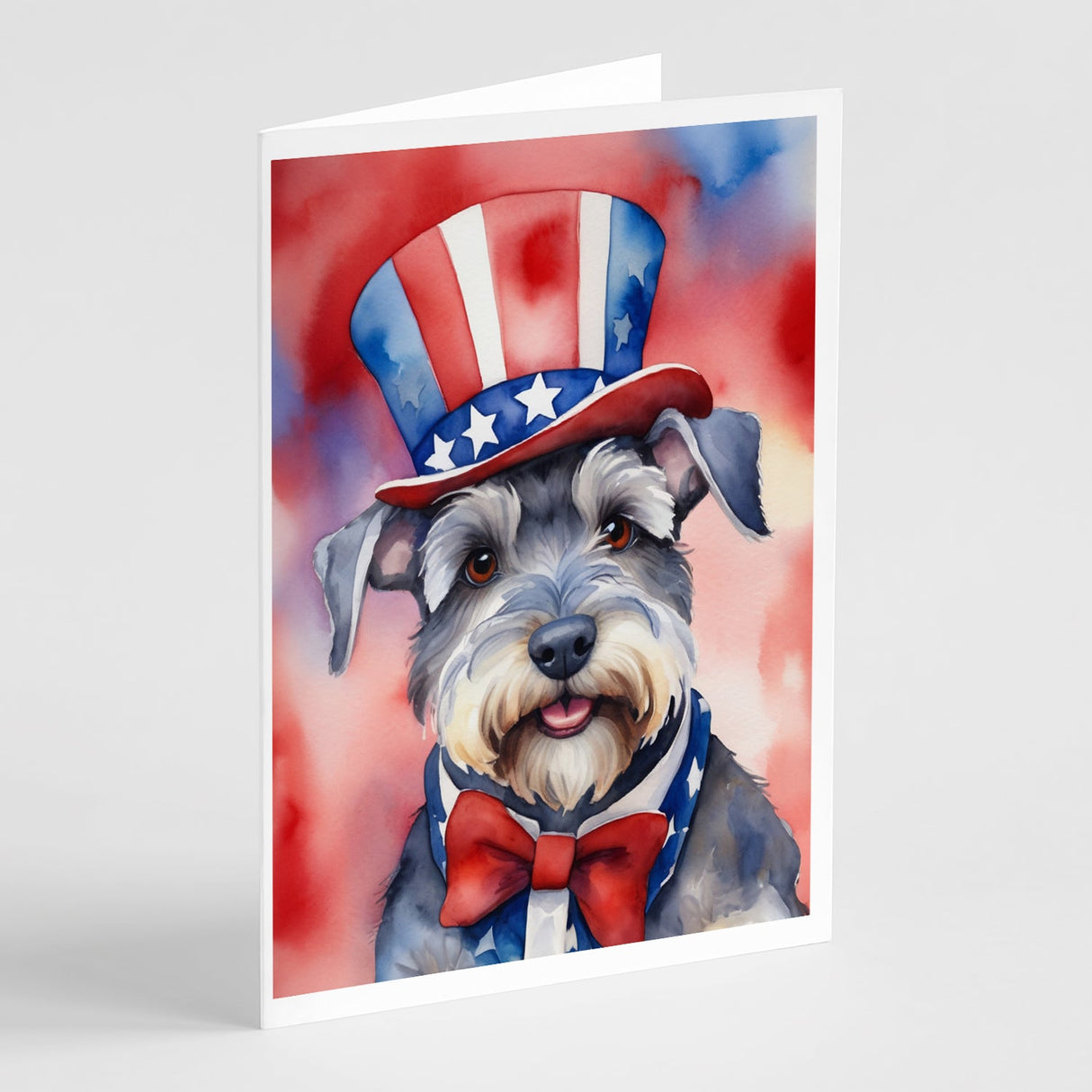 Schnauzer Patriotic American Greeting Cards Pack of 8