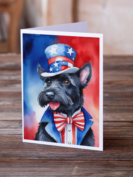 Scottish Terrier Patriotic American Greeting Cards Pack of 8