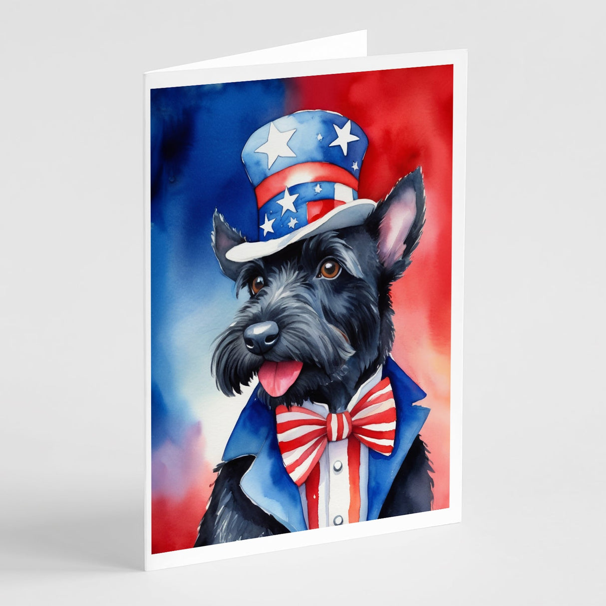 Scottish Terrier Patriotic American Greeting Cards Pack of 8