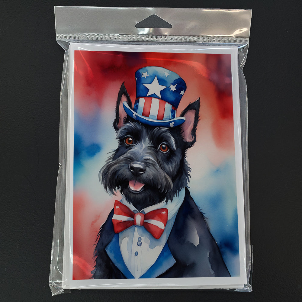 Scottish Terrier Patriotic American Greeting Cards Pack of 8