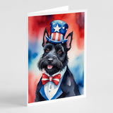 Scottish Terrier Patriotic American Greeting Cards Pack of 8