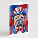 Shar Pei Patriotic American Greeting Cards Pack of 8