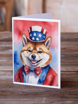 Shiba Inu Patriotic American Greeting Cards Pack of 8