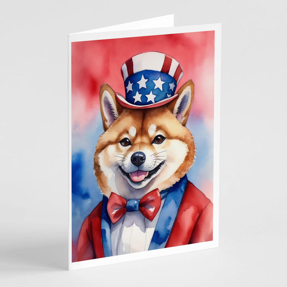 Shiba Inu Patriotic American Greeting Cards Pack of 8