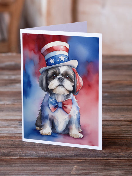 Shih Tzu Patriotic American Greeting Cards Pack of 8