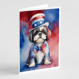 Shih Tzu Patriotic American Greeting Cards Pack of 8