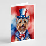 Silky Terrier Patriotic American Greeting Cards Pack of 8