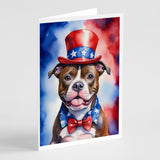 Staffordshire Bull Terrier Patriotic American Greeting Cards Pack of 8