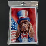 Sussex Spaniel Patriotic American Greeting Cards Pack of 8