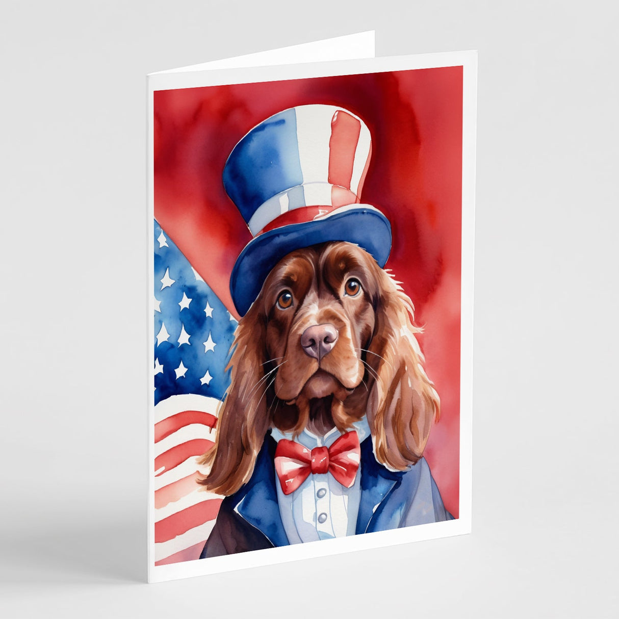 Sussex Spaniel Patriotic American Greeting Cards Pack of 8