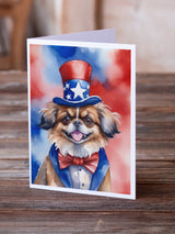 Tibetan Spaniel Patriotic American Greeting Cards Pack of 8