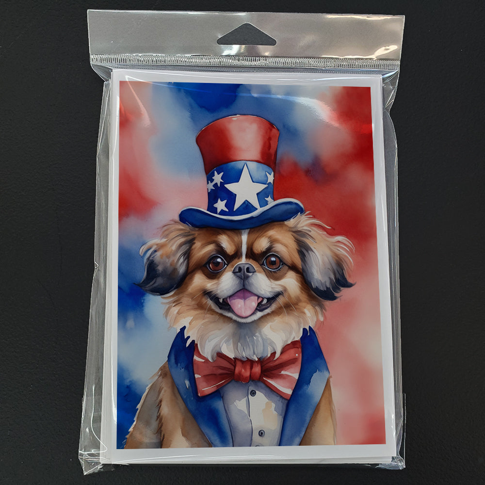 Tibetan Spaniel Patriotic American Greeting Cards Pack of 8