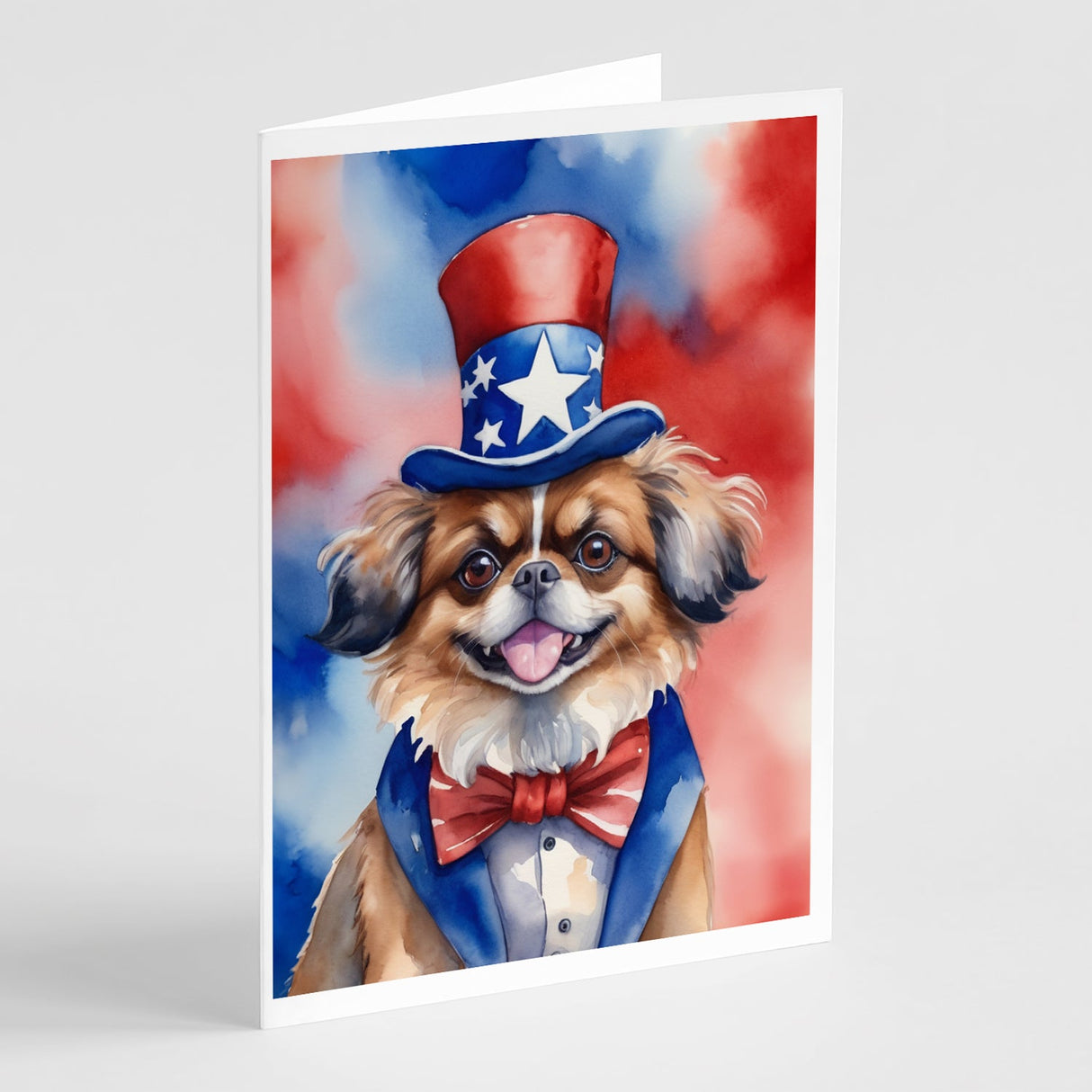 Tibetan Spaniel Patriotic American Greeting Cards Pack of 8