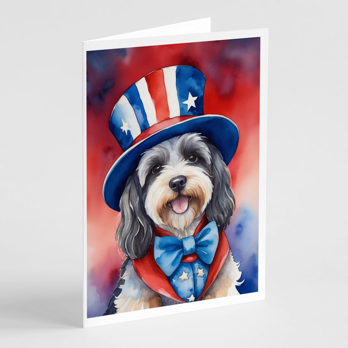 Tibetan Terrier Patriotic American Greeting Cards Pack of 8