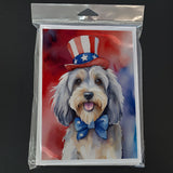 Tibetan Terrier Patriotic American Greeting Cards Pack of 8