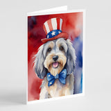 Tibetan Terrier Patriotic American Greeting Cards Pack of 8