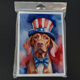 Vizsla Patriotic American Greeting Cards Pack of 8