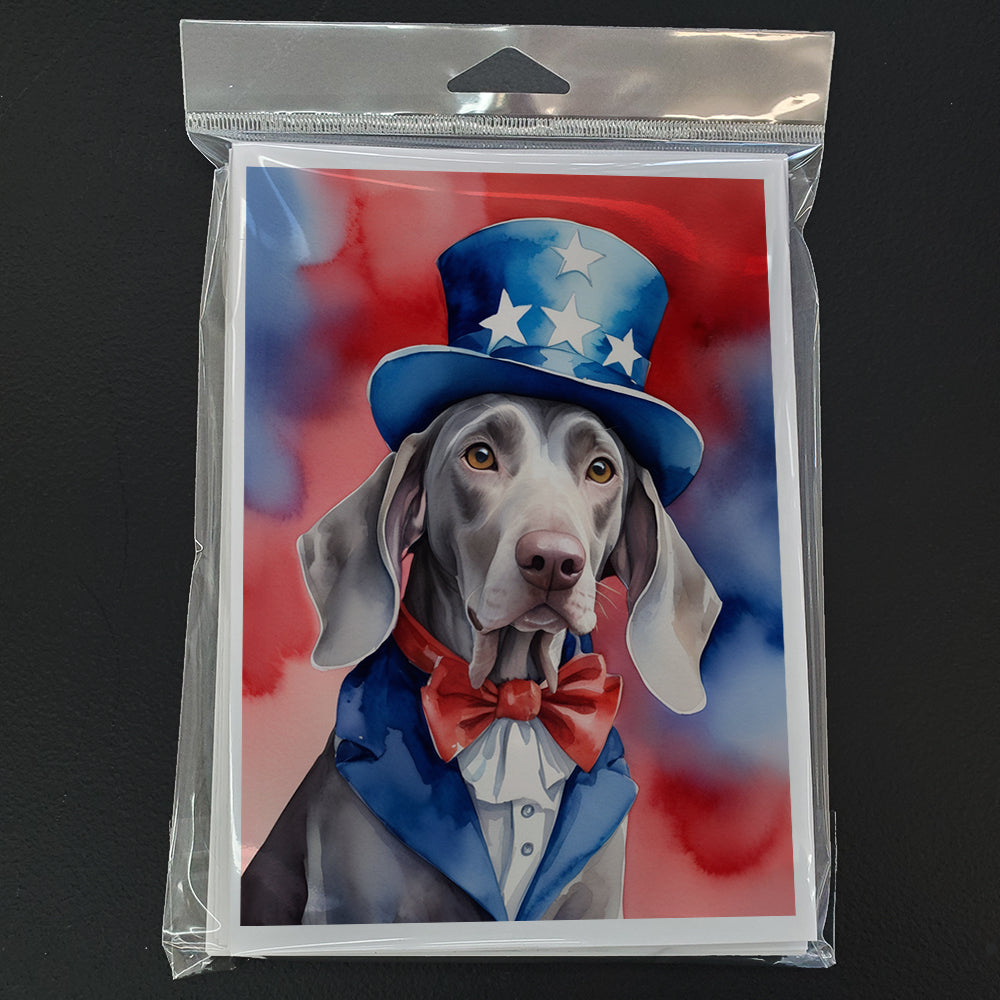 Weimaraner Patriotic American Greeting Cards Pack of 8