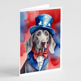 Weimaraner Patriotic American Greeting Cards Pack of 8