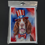 Welsh Springer Spaniel Patriotic American Greeting Cards Pack of 8