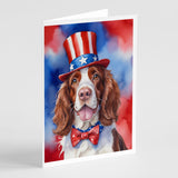 Welsh Springer Spaniel Patriotic American Greeting Cards Pack of 8