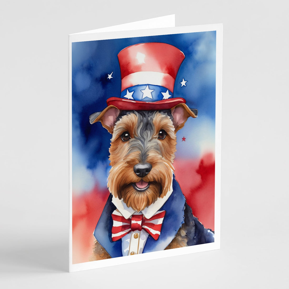 Welsh Terrier Patriotic American Greeting Cards Pack of 8