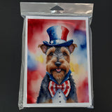 Welsh Terrier Patriotic American Greeting Cards Pack of 8