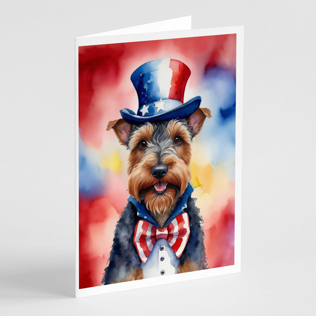 Welsh Terrier Patriotic American Greeting Cards Pack of 8