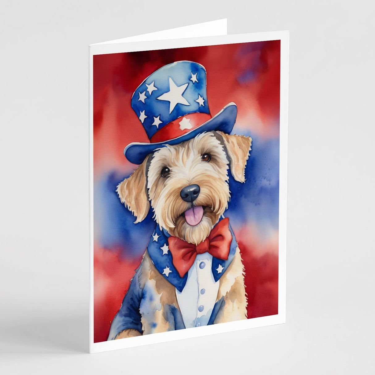 Wheaten Terrier Patriotic American Greeting Cards Pack of 8